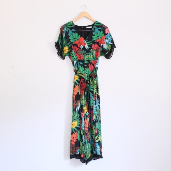 Alice & Olivia Kasia Palm Leaf Devore Jumpsuit 2 - Picture 9 of 16